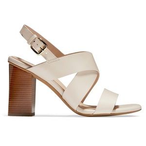 COLE HAAN Women's Cynthia Block Heel Sandal Leather Pumice Stone/Brown Color NWT